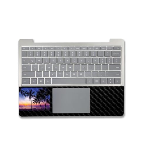 Image of MightySkins Carbon Fiber Skin Compatible with Microsoft Surface Laptop Go 3 (2023) Full Wrap Kit - Palm Sunrise | Protective, Durable Textured Carbon Fiber Finish | Made in The USA