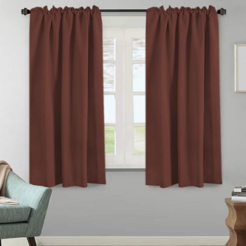 Image of H.VERSAILTEX Blackout Curtains Thermal Insulated Window Treatment Panels Room Darkening Blackout Drapes for Living Room Back Tab /Rod Pocket Bedroom Draperies (2 Panels, Rust, 52 x 63 Inch)