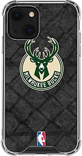 Skinit Clear Phone Case Compatible with iPhone 13 - Officially Licensed NBA Milwaukee Bucks Rusted Dark Design