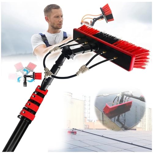 Professional Window Cleaning Pole Long 3.6m-9m Brush Water Fed Window Pole Photovoltaic Panel Cleaning Tools Window High Pole Cleaner Solar Panel Cleaning (Color : 35cm Brush Head, Size : 30FT/9m)