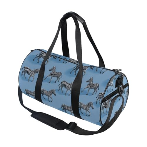 Abstract Zebra Sports Duffel Bag Lightweight Barrel Gym Bag with Multiple Compartments, Adjustable Strap and Full Print Design for Sports Workout and Short Trip Essentials