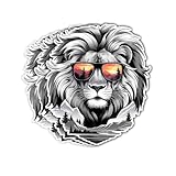 3Pcs Cool Lion with Sunglasses Sticker, Lion Face Bumper Sticker, Leo Head Stickers, King Animals Vinyl Decal, Funny Leo Stickers for Laptop Water Bottle Phone Hard Hat 3' (Lion 2)