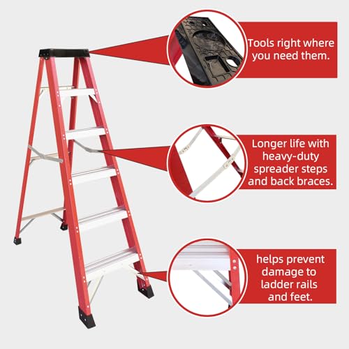 Image of Fiberglass Step Ladder, 500-Pound Load Capacity