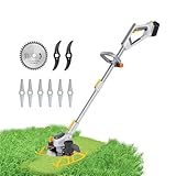 Jiayiyoux Akku-Rasenmäher, kabelloser Rasentrimmer mit 4,0 Ah Akku, Schnellladegerät und 3 Klingen, tragbarer elektrischer Rasenmäher für die Gartenpflege und den Rasen