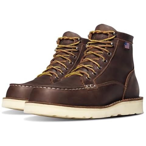 Danner 6” Bull Run Steel Toe Work Boots for Men - Oiled Full-Grain Leather with Non Slip Wedge Outsole and 3-Density Cushion Footbed, EH Resistant, Brown - 10.5 D Cover