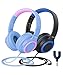 iClever Kids Headphones - Cat-Inspired Wired On-Ear Headphones for Kids, 85dB Volume Control, Food Grade Silicone, Lightweight, Cat-Inspired Design, 3.5mm Jack - Childrens Headphones, Blue
