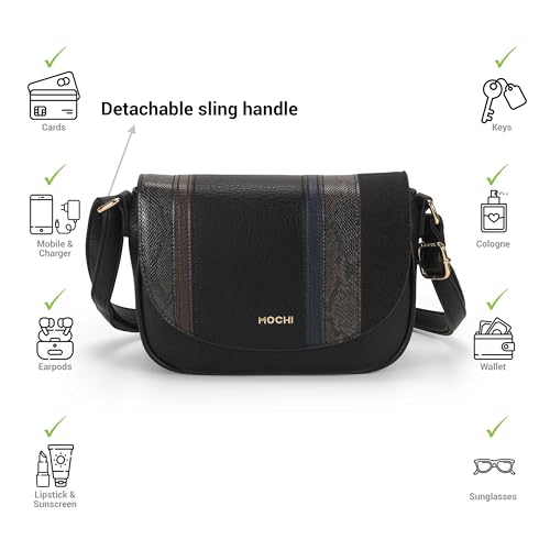 Image of Mochi Metro Black Oriane Top Handle Sling Bag Clairette Sling Bag