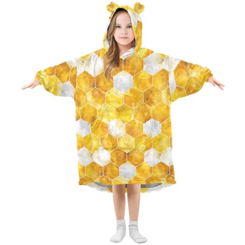 Couverture à capuche enfant motif abeille en polaire chaude pour fille et garçon