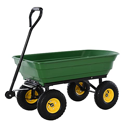 HOMCOM Chariot de Jardin a Main Garden cart Truck cuve basculante Max. 250 Kg