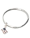 Jewelry Nexus God Bless America American Flag Charm Twist Bracelet Inspirational Card