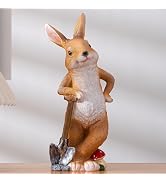 Sengocis Adorable Hand-Painted Bunny，Labor Rabbit Indoor/Outdoor Garden Statue with Shovel - Perf...