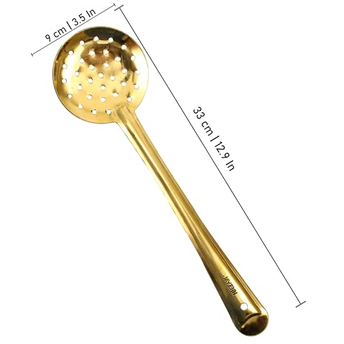 Image of Putrika Brass Utensil Pongal Pot Set | Pongal Paanai | Cookware | Urli | Heavy Weight With Lid and Ladle | Sankranthi Festival | Inner TIN Coating (Medium-Jali Ladle)