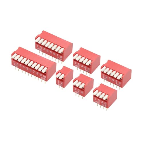 Image of 5PCS Piano Type 2.54MM DIP Switch DP 1P/2P/3P/4P/6P/8P/10P/12P bit .54mm Red/Blue Right Angle Side Position(Red,8Pin)