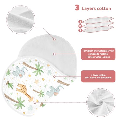 Burbuja Safari Giraffe & Elephant Muslin Baby Burp Cloths, Soft & Absorbent Cotton Burping Rags for Newborn Boys & Girls, 2 Pack3