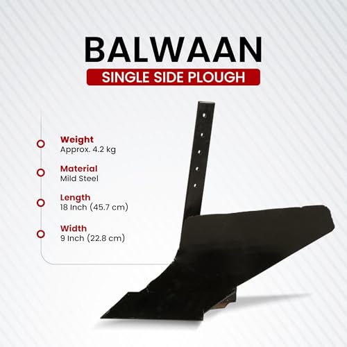 Image of Balwaan Krishi Single Side Plough, 45.7 cm Length, Heavy-Duty Agricultural Implement for Power Weeders