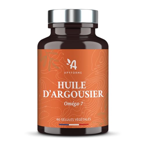 Apyforme - Huile d'Argousier Bio Omegia - Titrée à plus de 30% en Oméga 7 - Hydrate les Muqueuses et la Peau - 60 Gélules