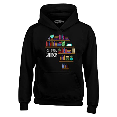 shop4ever Education is Freedom African History Books Hoodie Sweatshirts XXXX-Large Black