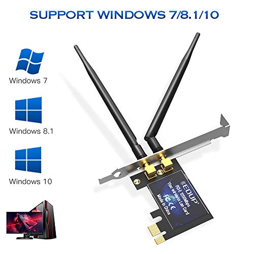 WiFi PCIe Card Ac 1200Mbps Wireless Dual Band PCI Express Adapter 802.11ac Network Card with 2×6dBi High Gain Antennas for Desktop PC Gaming, Support Windows 7/8.1/10 - Thumbnail 7