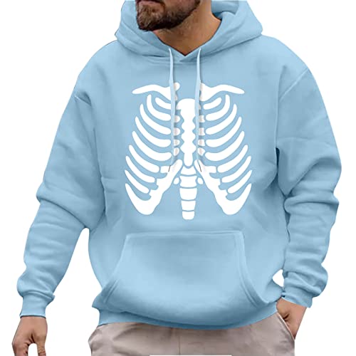 Sweat à capuche amusant homme bleu avec poches pratiques pour l'hiver