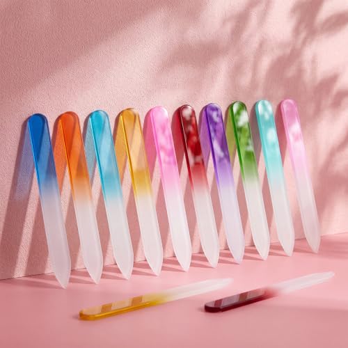Honoson 36 Pcs Crystal Glass Nail Files Czech Glass Fingernail Files Professional Manicure Tool for Natural Nails, Gradient Rainbow Color Buffer Nail Care for Salon Gift, 9 x 1 x 0.3 cm - Image 4
