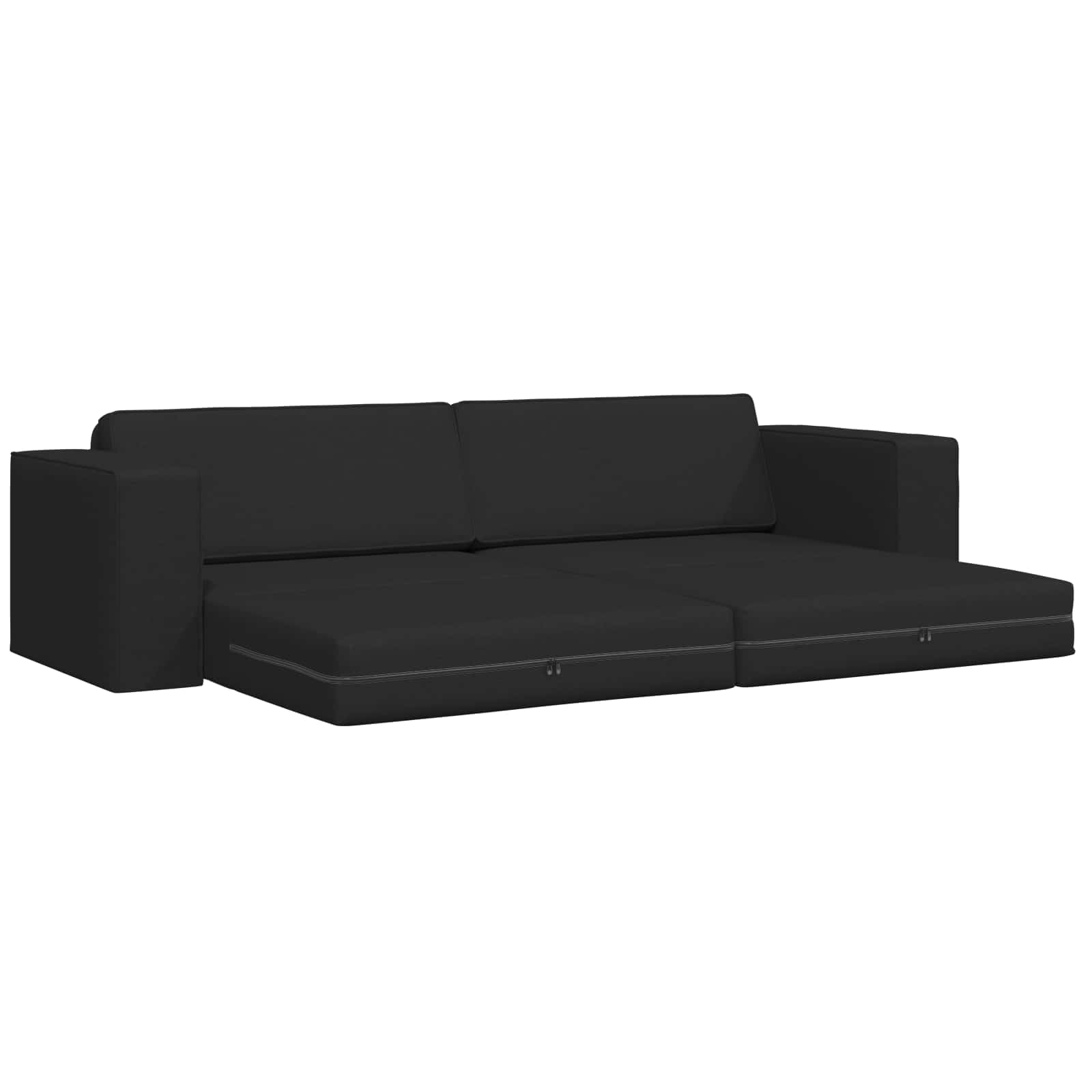 Sofa do spania czarna z materiału 245 x 78 x 77 cm z funkcją spania i stabilną metalową ramą, wygodna tapicerka, składana, idealna do salonu, biura i pokoju gościnnego