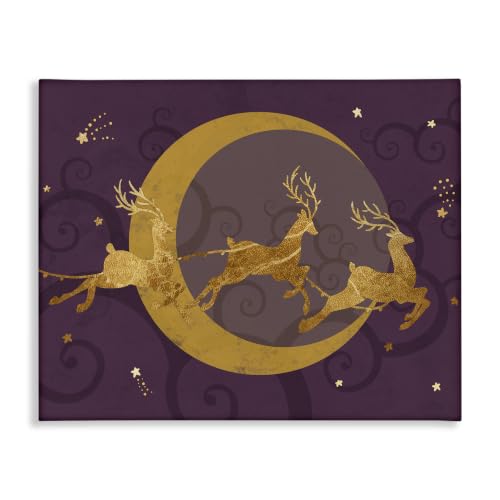 Stupell Industries 'Reindeers Flying Over Crescent Moon Glam'| Canvas Art
