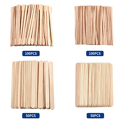 Oakeer 300 Pcs Wooden Wax Sticks Hair Removal Sticks4 Size Applicators Body Arms Legs Waxing Applicator Spatulas For Hair Removal Or Wood Craft Sticks(300Pcs) #TOP1