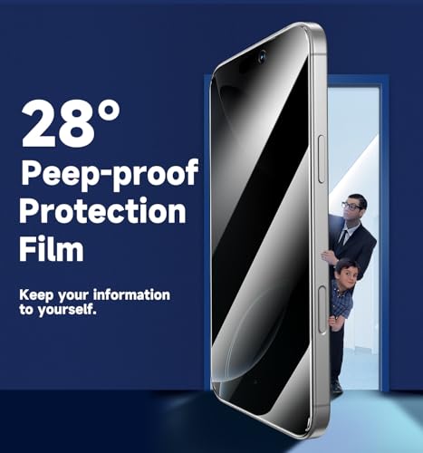 Image of MAGIC JOHN 2 Pack for iPhone 16 Pro Max 6.9 inch Privacy Tempered Glass Screen Protector, Bubble Free, HD Clear, Easy Installation