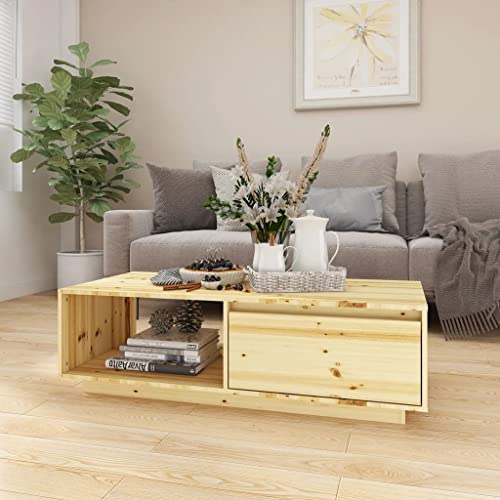 AJJHUUKI Muebles de exterior - Mesa de centro 110 x 50 x 33,5 cm, muebles de madera maciza