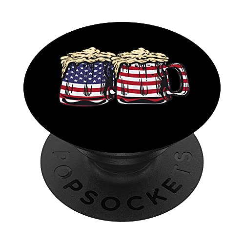 US Flag Beer Mugs | Cute USA Alcoholics Funny America Gift PopSockets Swappable PopGrip
