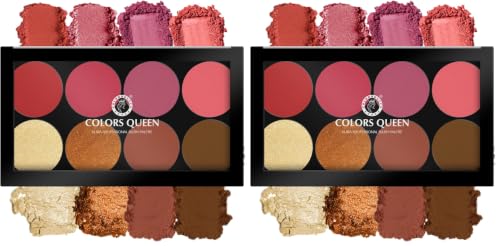 Image of Colors Queen Ultra Professional Blush Palette with Shimmer Highlighters and Contour | Highly Pigmented & Easy to Blendable Shades | Lightweight Blush and Highlighter Palette (Shade - 01) (Pack of 2)