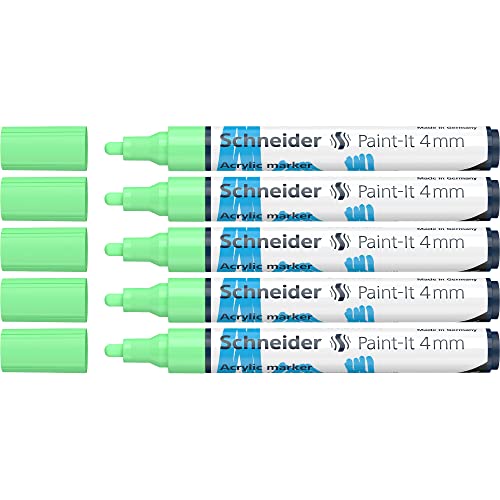 Stylos acryliques Schneider Paint-It 120224 vert pastel pointe ogive 4 mm x5