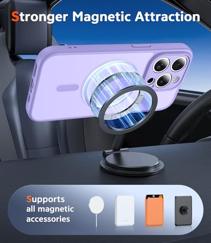 Image of FNTCASE for iPhone 13 Pro-Max Case: Matte Magnetic Phone Cases Compatible with Magsafe Slim Anti Yellowing Military Grade Drop Protection Rugged Protective Translucent Cell Cover (C-Purple)