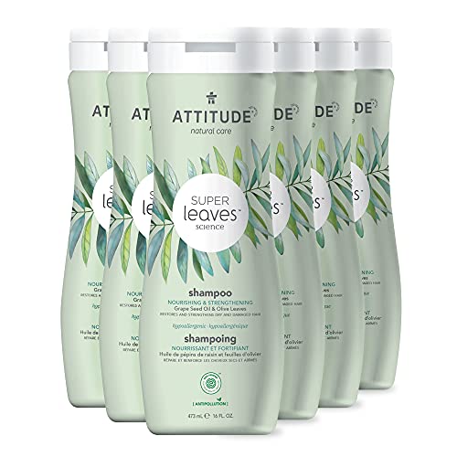Attitude Hair Shampoo, Ewg Verified, Plant- And Mineral-Based Ingredients, Vegan And Cruelty-Free Beauty And Personal Care Products, Nourishing, Grapeseed Oil And Olive Leaves, 16 Fl Oz (Pack Of 6) #TOP18