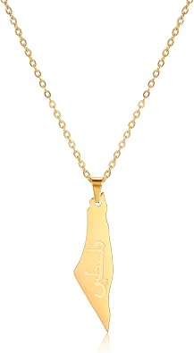 Palestine Necklace for Women Israel Map Necklace Israel Palestine Flag Country Map Palestine Map Country Map Outline Statement Jewelry for Men