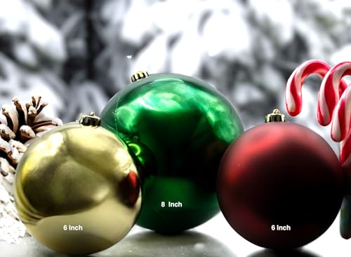 Image of Christmas Ball Ornaments Set, Extra-Large Giant Hanging (SPN Decor) (Silver Matte, 6 in (Large))