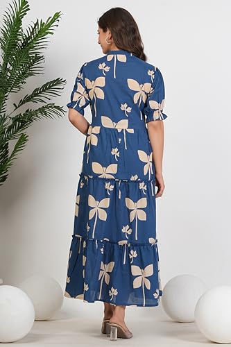 Image of Monique Brand Women's /Girls Cotton Kurta for Women Floral Printed Regular Fit Anarkali Kurta ||Floral Flared Western Dress