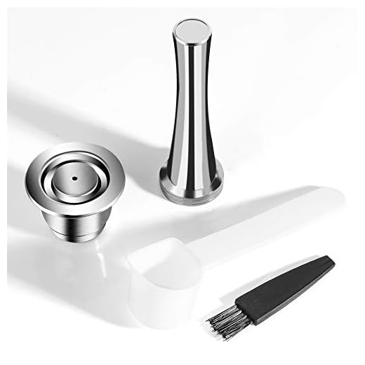 Cápsula de café reutilizable de acero inoxidable para cápsula recargable Nespresso, cápsula de filtro de café reutilizable para Nespresso, cuchara de café + cepillo (1 Capsule +1 Tamper)