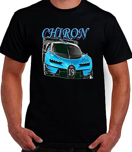 Photo de Fan 2017 Bugatti Chiron Race Car Fine Art Graphic Design T-Shirt Black T-Shirts à Manches Courtes(Small)