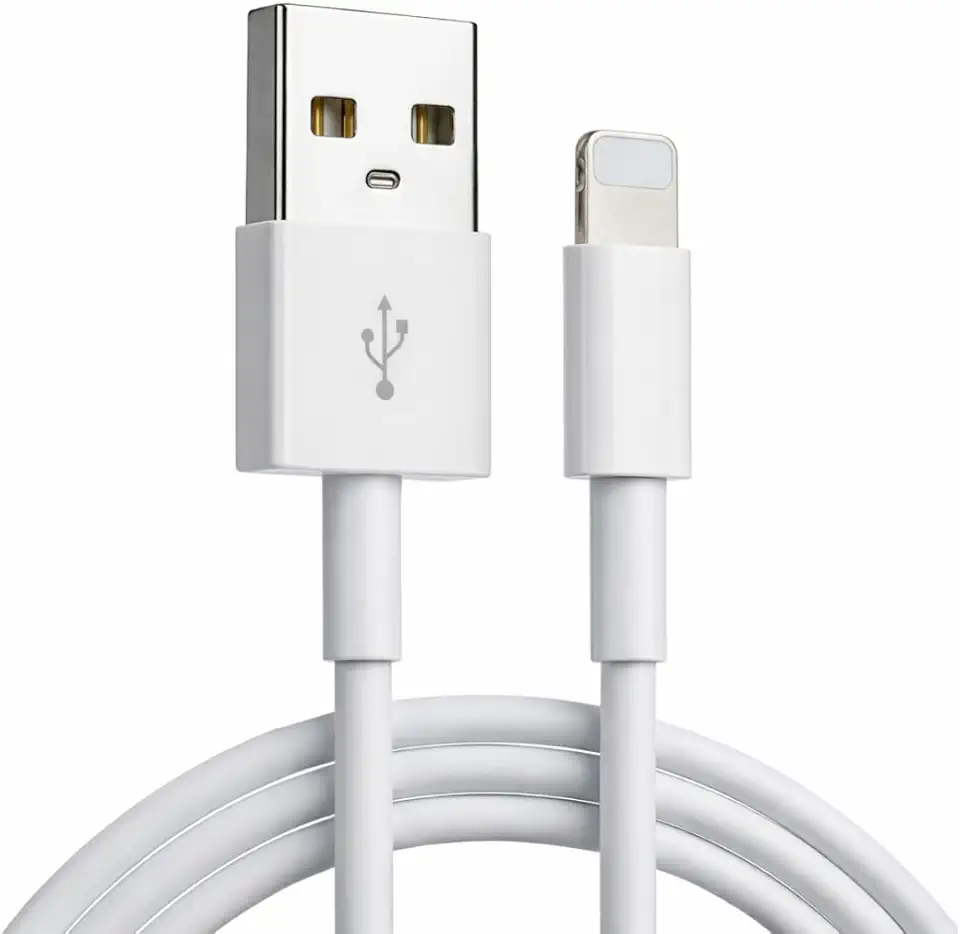 Cabo para Carregador Turbo, Compatível com iPhone 6 7 8 X Xs 11 Se 12 Xr 13 14 Pro Max, Branco, Entrada USB, Reforçado, 1 Metro, Carregamento Rápido e Transferência de Dados - Pazie®