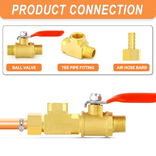 Image of GASHER 1Pc Brass Tee Fitting, 3 /8 inch FNPT x 3 /8 inch FNPTx 3 /8 inch MNPT Pipe Fittings, Male Run Tee