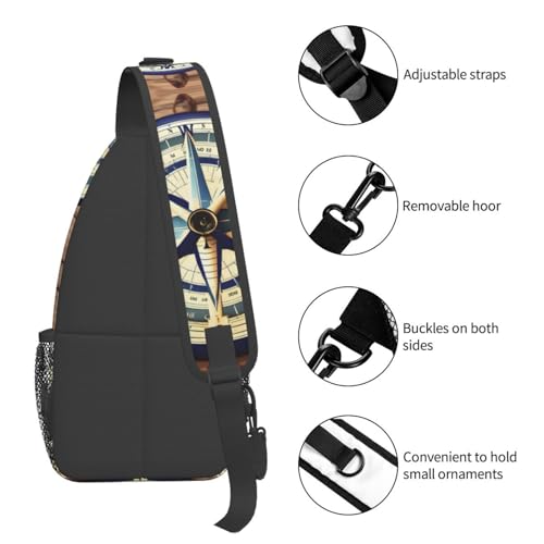 Mochila urbana cruzada con estampado de brújula náutica miniatura 5