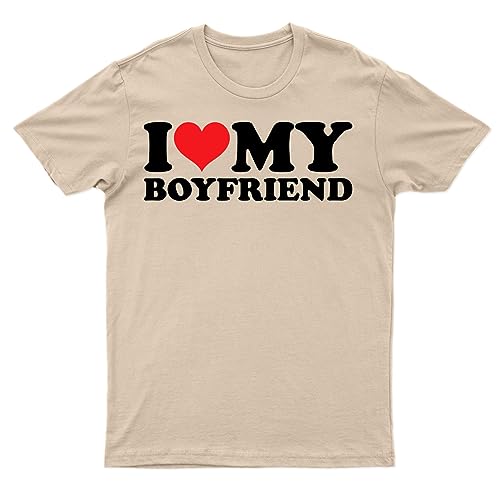 I Love My Boyfriend T-Shirt World's Best Boyfriend T-Shirt Soulmates Forever T-Shirt Men's Unisex Tee Love Top Natural L