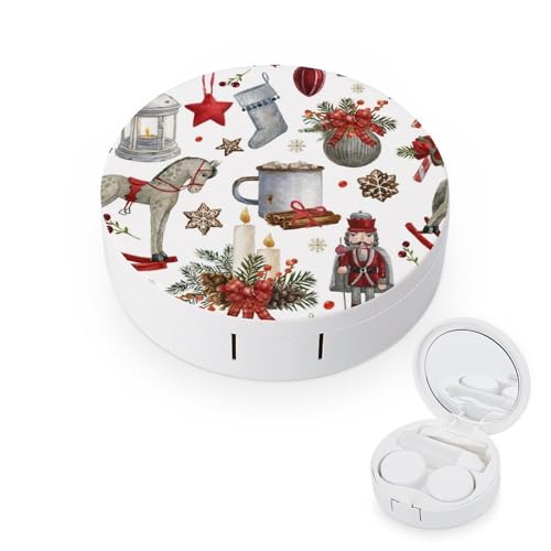 fkgvwo Contact Lens Case Christmas Contact Lens Box Travel Kit Portable for Travel & Home