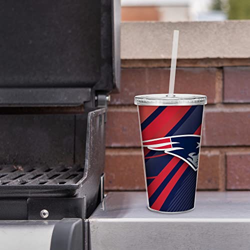 Image of Rico Industries NFL Football 16oz Clear Tumbler W /Straw for NFL Fans