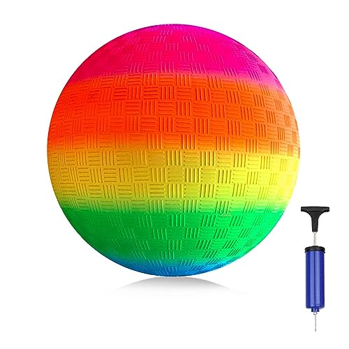 Bouncy Kickball Rainbow Ball Kids Spielball PVC Softball Waterball Football Fußballball Strandball für Drinnen und Exterissen Juice und Durable Bouncy Ball für Kinder Geschenk- 8,3 Zoll
