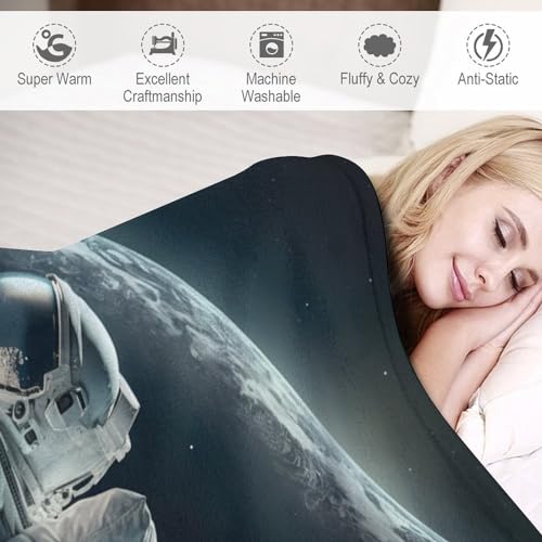Manta de franela de astronauta abrigo cálido contra el frío en casa 6