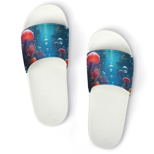 Ocean Sea Jellyfish Funny House Sandals Non Slip Shower Slippers Quick Drying Bathroom Shoes for Women Men
