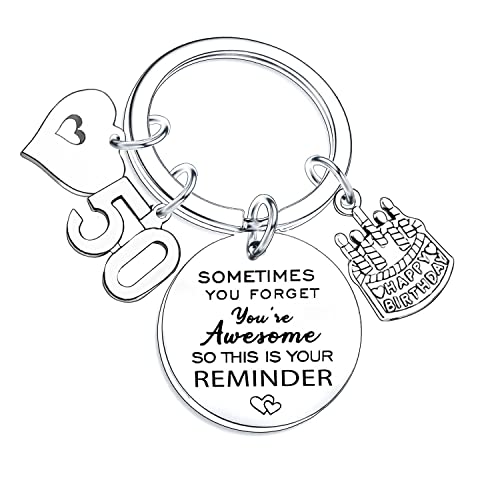 Nfyxcaz Happy 50th Birthday Keychain Gifts for Women Inspirational Birthday Keyring for Mum Dad Sister Brother Birthday Keychain for Friends BBF Birthday Keyring (50th birthday keychain gifts)