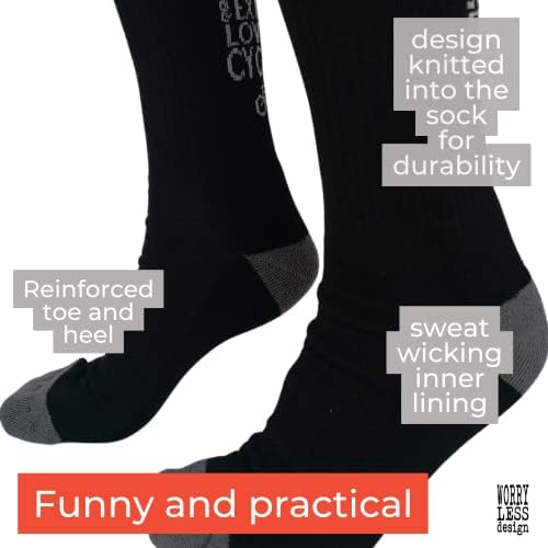Worry Less Design Funny Cycling Socks 'A chronic extreme love of cycling' Novelty Cycling Gift for Cyclist